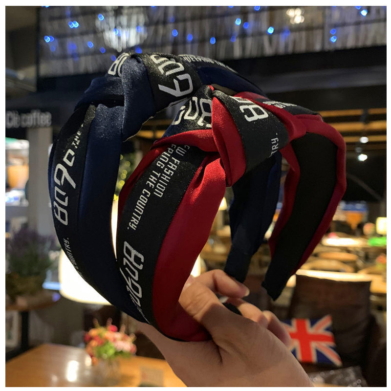 Korean minimalist knot in middle of the headband, holiday style, wide edge color contrast 8090 headband_voghion.com