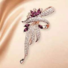 Fashion crystal ice crystal flower brooch, rhinestone inlaid foreign trade collar pin, brooch, brooch, clothing accessories