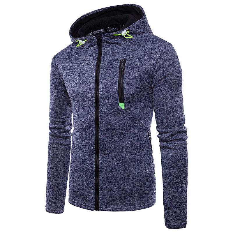 Men's Clothing Spring New Men's Sports Leisure Jacquard Sweater Fleece Cardigan Hooded Jacket_desvips.com