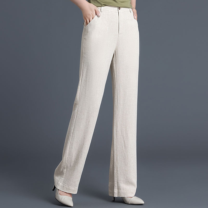 现货棉麻裤子女2021新款夏季薄款休闲宽松百搭亚麻代发女长裤9926