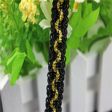 厂家直销供应黑金双8字花边 平阳钩边花边金银丝花边服装辅料