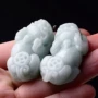 缅甸天然男女豆绿挂件