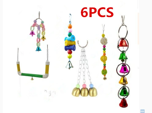 Попугай костюм игрушка комбинация 6 частей красочные деревянные качели грыз игрушка из ротанга Шар колокольчик