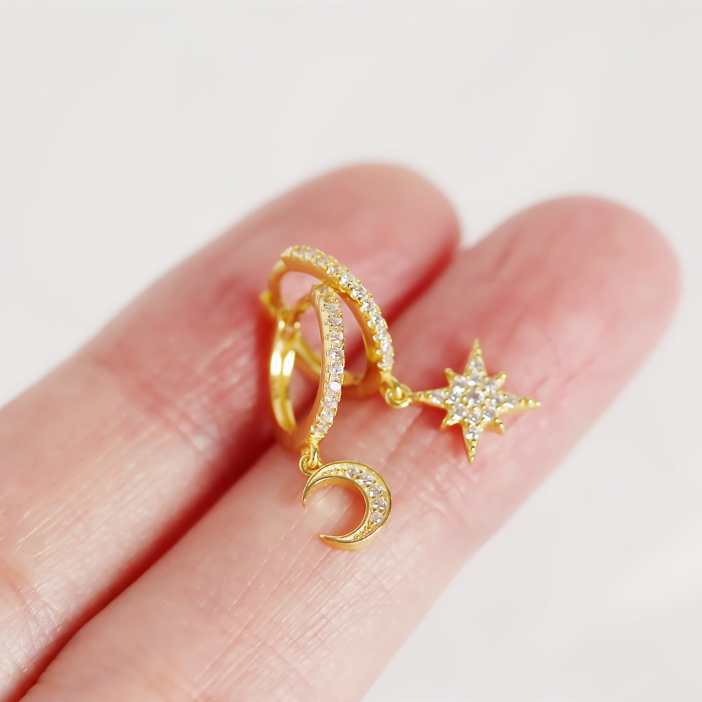 Star Fashion Gem Plating Earrings Ear Studs display picture 3