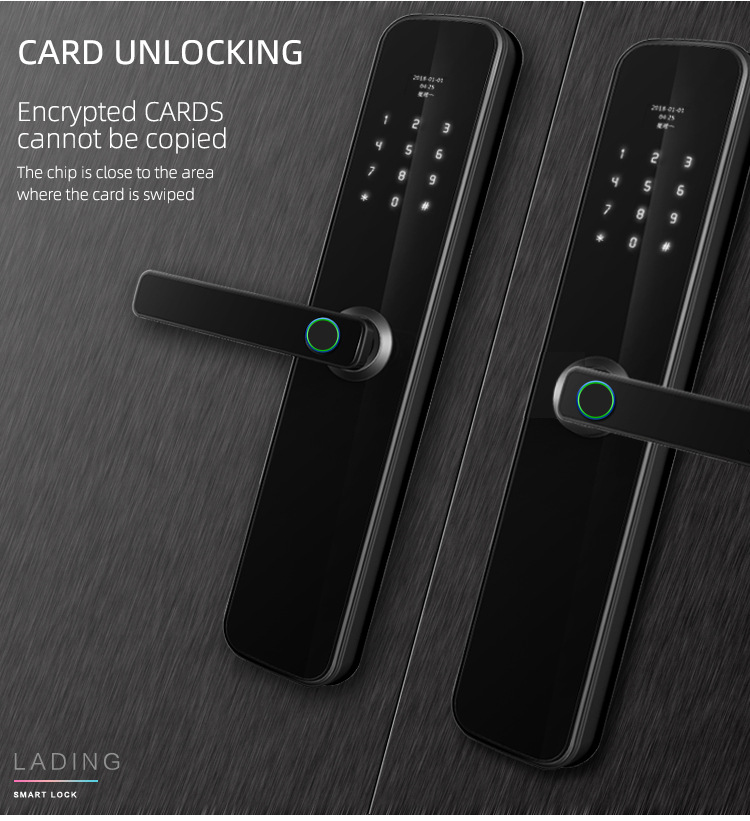 D2 Smart door lock fingerprint password lock swipe APPcard lock TUYA