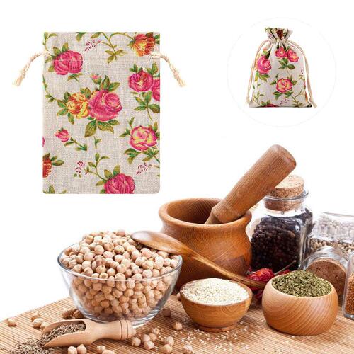 Rose Drawstring Cotton Pouch Jewelry Bag Wedding Party Gift Bag Dragon Boat Festival Mosquito Repellent Sachet Empty Bag