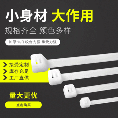 直销电脑线捆绑带自锁式4*200尼龙扎带 塑料透明白色固定束线带