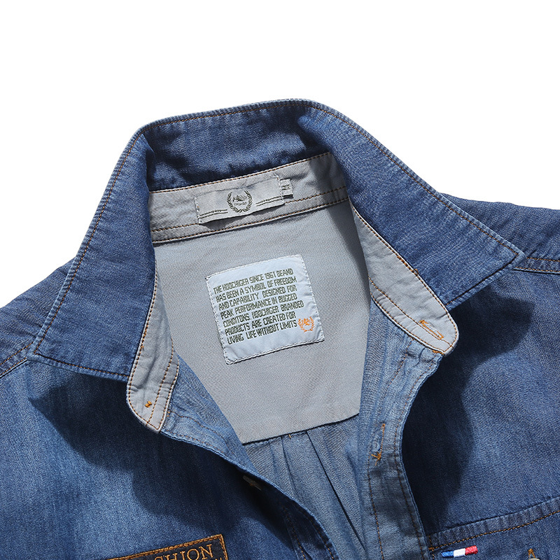Cruz-frontera Denim camisa de manga larga casual de los hombres más tamaño Top otoño camisa de los nuevos hombres 3113