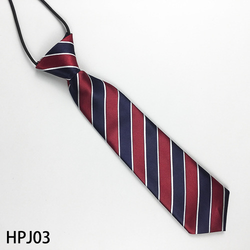皮筋领带 条纹印花仿真丝演出领带 6CM儿童领带 短领带 厂家批发