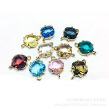 DIY饰品配件 铸铜包边稀土玻璃10方圆角流行吊坠耳环发簪制作材料