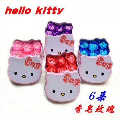 6朵玫瑰香皂花铁盒母亲教师生日七夕520情人节圣诞肥皂花礼盒礼物