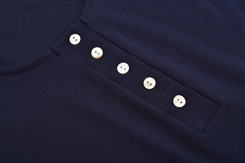 Long-Sleeved U Neck Solid Color Button Jumpsuit NSAFH112130