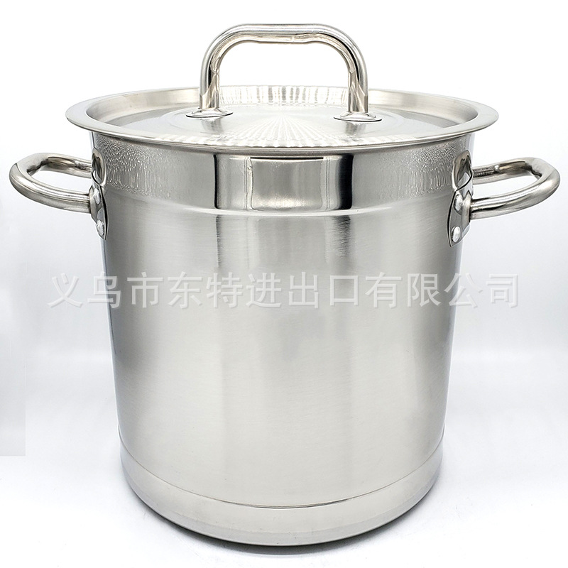 Stainless steel thickened European-style soup pot, silicone handle composite bottom, gas induction cooker, universal soup pot, large-capacity stock bucket detail image 2
