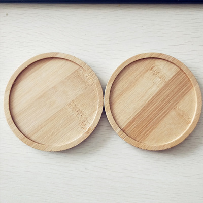 7号圆形9.2cm陶瓷多肉花盆托盘竹制环保茶具杯垫 花盆竹拖厂家