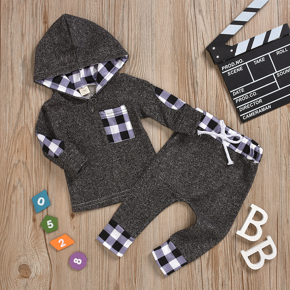 Hot Black And White Checked Cotton Children Clothes Wholesale display picture 3