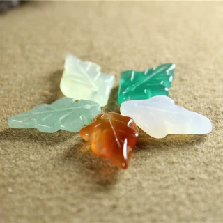 天然玛瑙绿东陵玉树叶发簪花手工DIY饰品岫岩玉树叶子玉石配件