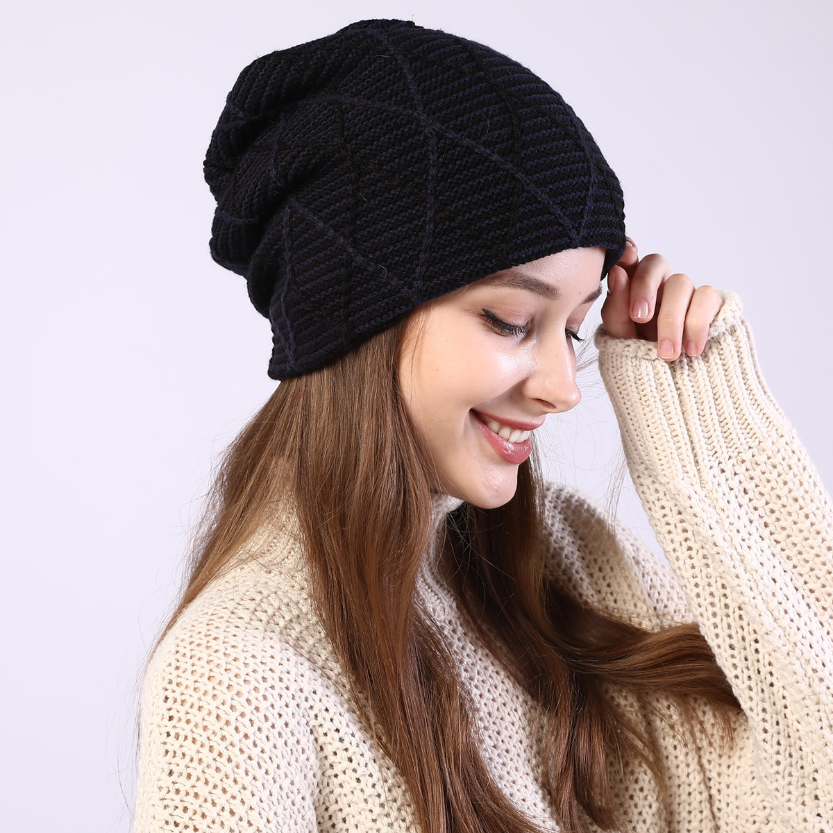 Knitted Beanie Hat For Autumn And Winter Warm Ear Protection_voghion.com