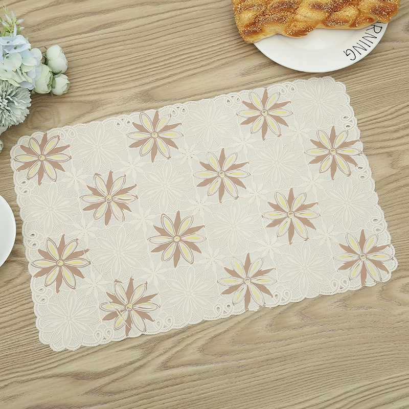 Wholesale of new PVC creative printed placemats, hotel and restaurant anti-slip Western placemats, heat-insulating plate MATS, white base rice base table MATS and bowl MATS detail image 14