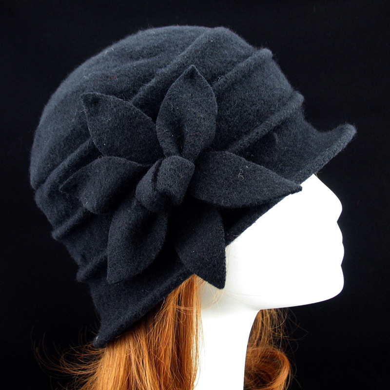 Fleece Material Solid Color Pattern Women's Simple Style Solid Color Flat Eaves Fedora Hat
