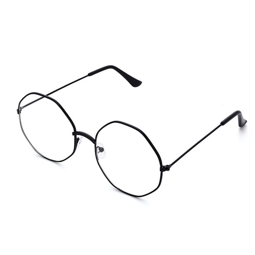 Flat glasses new Korean style trendy metal glasses frame literary retro personality octagonal polygon flat glasses