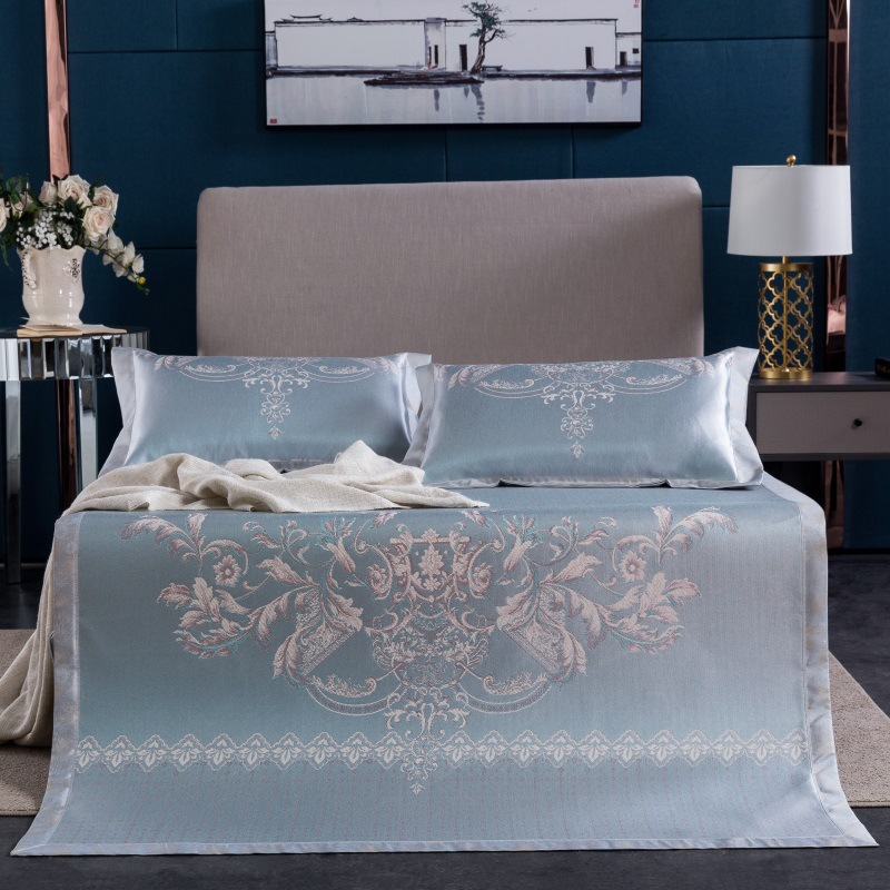 恒源祥凉席儿童冰丝席三件套可折叠1.5m1.8米加厚透气学生空调席