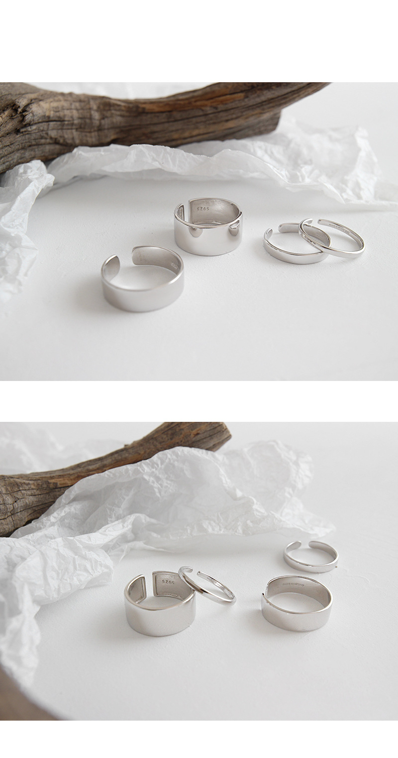 Korean S925 Sterling Silver Ring Glossy Open Ring Female Joint Ring Tail Ring