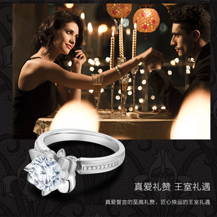 New Mossan Stone White Copper Ring Women Eight Heart Eight Arrows 5A…