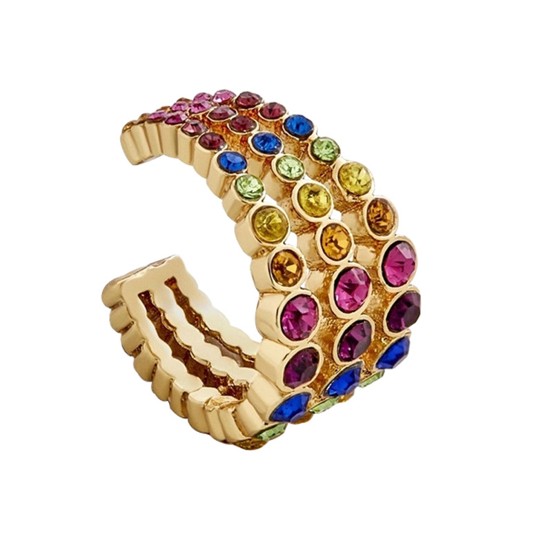 Alloy C-shaped Multi-layer Colored Diamonds Ear Clips display picture 2