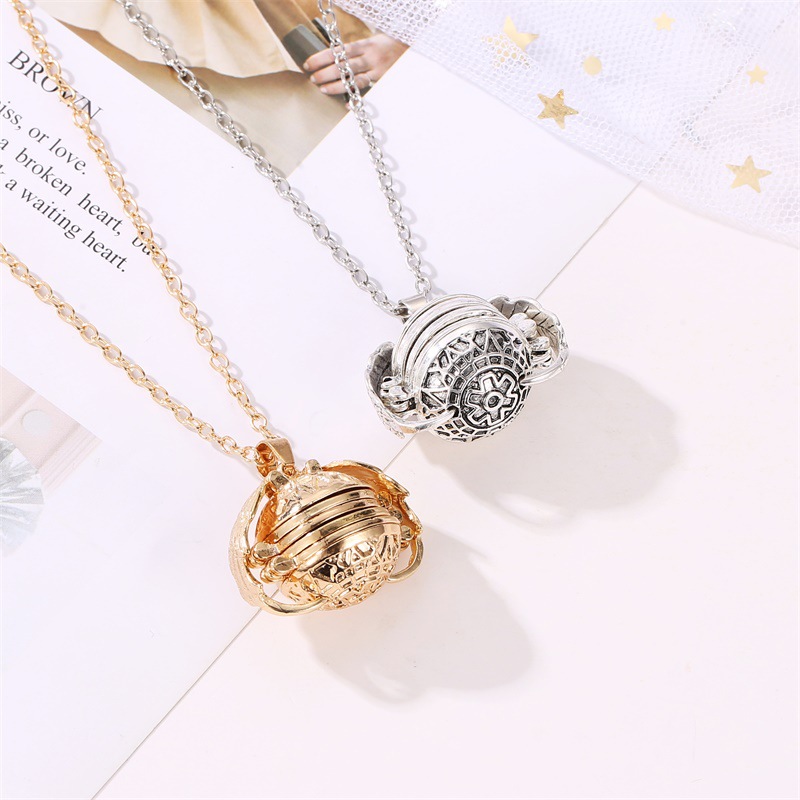 New multi-layer wings photo box necklace locket retro photo box aromatherapy pendant wholesale nihao