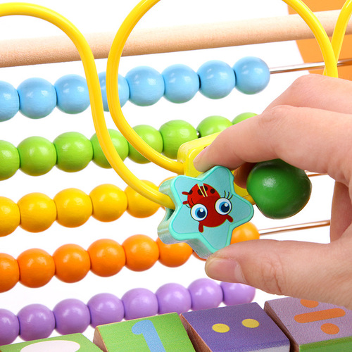 Wooden bead counting frame 1.3 children's educational bead learning toys and teaching aids for infants and toddlers 1-3-4 years old
