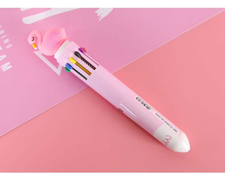 Cartoon Unicorn Flamingo Ten-color Ballpoint Pen Student Stationery 1 Piece display picture 3