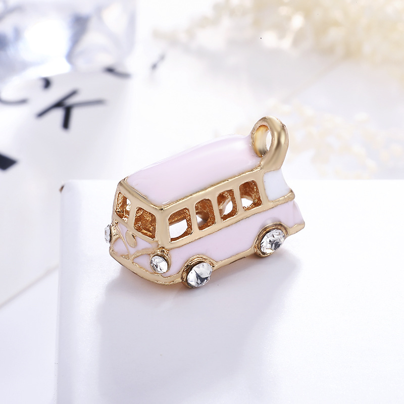 Charms, Jewelry Accessories Classification 10 PCS/Package Alloy Rhinestones Bus Pendant