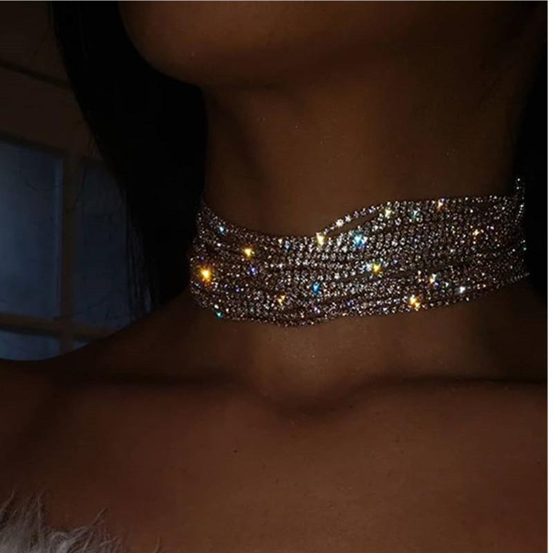 Luxe meerlaagse strass choker ketting voor dames_voghion.com