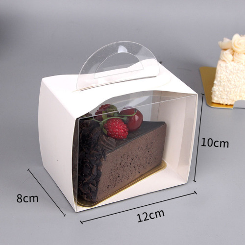 Portable transparent thousand layer cut cake box packaging box mousse pastry box triangular box Keding LOGO