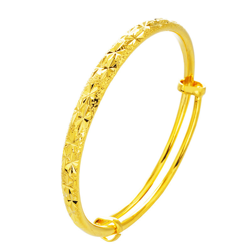 Vietnam arena oro plano redondo estrellado Push-Pull pulsera chapado en oro 24K doble Bu esmerilado pulsera femenina ajustable
