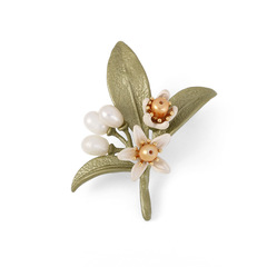 蒂梵克新品時尚苦橙花西裝外套襯衣領針領花女奢華大氣飾品