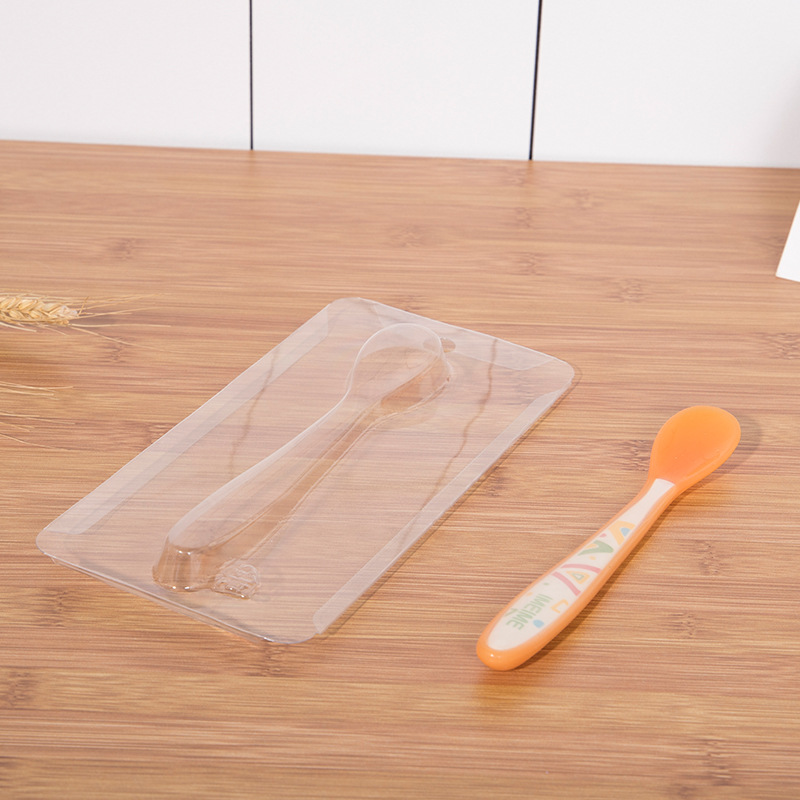 厂家定制婴儿用品PET吸塑壳吸塑底托折边吸塑硅胶勺吸塑