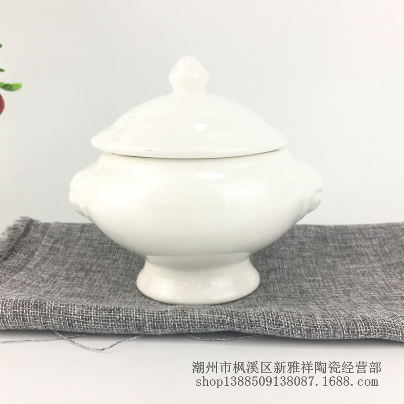Hotel tableware lion head ceramic stew Cup double-ear water-proof stew Cup with lid small capacity stew Cup LOGO can be added