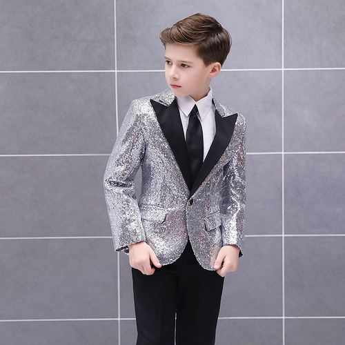 Children's colorful sequined suit dance piano performance boy's June 1st handsome host glittering performance dress top