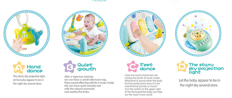 大号婴儿脚踏琴 遥控音乐灯光故事机健身架健身毯工厂直销详情图5