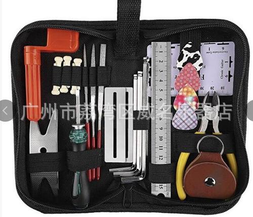 Guitar tool kit, file, wrench, string gauge, string trimmer, fret grinding and repair tool set, 26-in-1