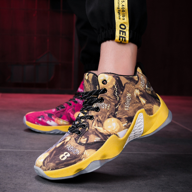 2019 Autumn Large Low Mandarin Duck Basketball shoes non-slip wear-resisting motion Boots Middle school student Basketball shoes ventilation