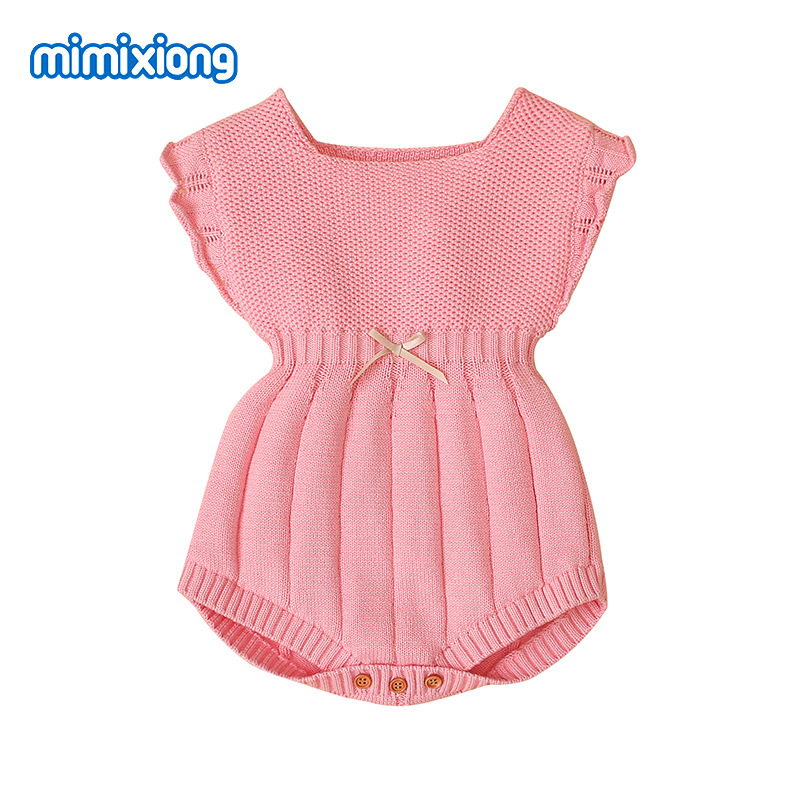 ins热卖款2019欧美婴儿飞袖荷叶边连体哈衣爬服