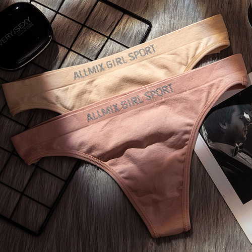 Foreign trade European and American style underwear sexy seamless sports fitness letters wide waist low waist seamless briefs thong