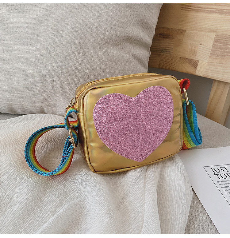 Girl'S Small Pu Leather Rainbow Heart Shape Cute Zipper Crossbody Bag display picture 7
