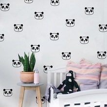 爆款北歐風格創意熊貓牆貼 兒童房餐廳卧室背景貼畫簡歐DIY隨心貼