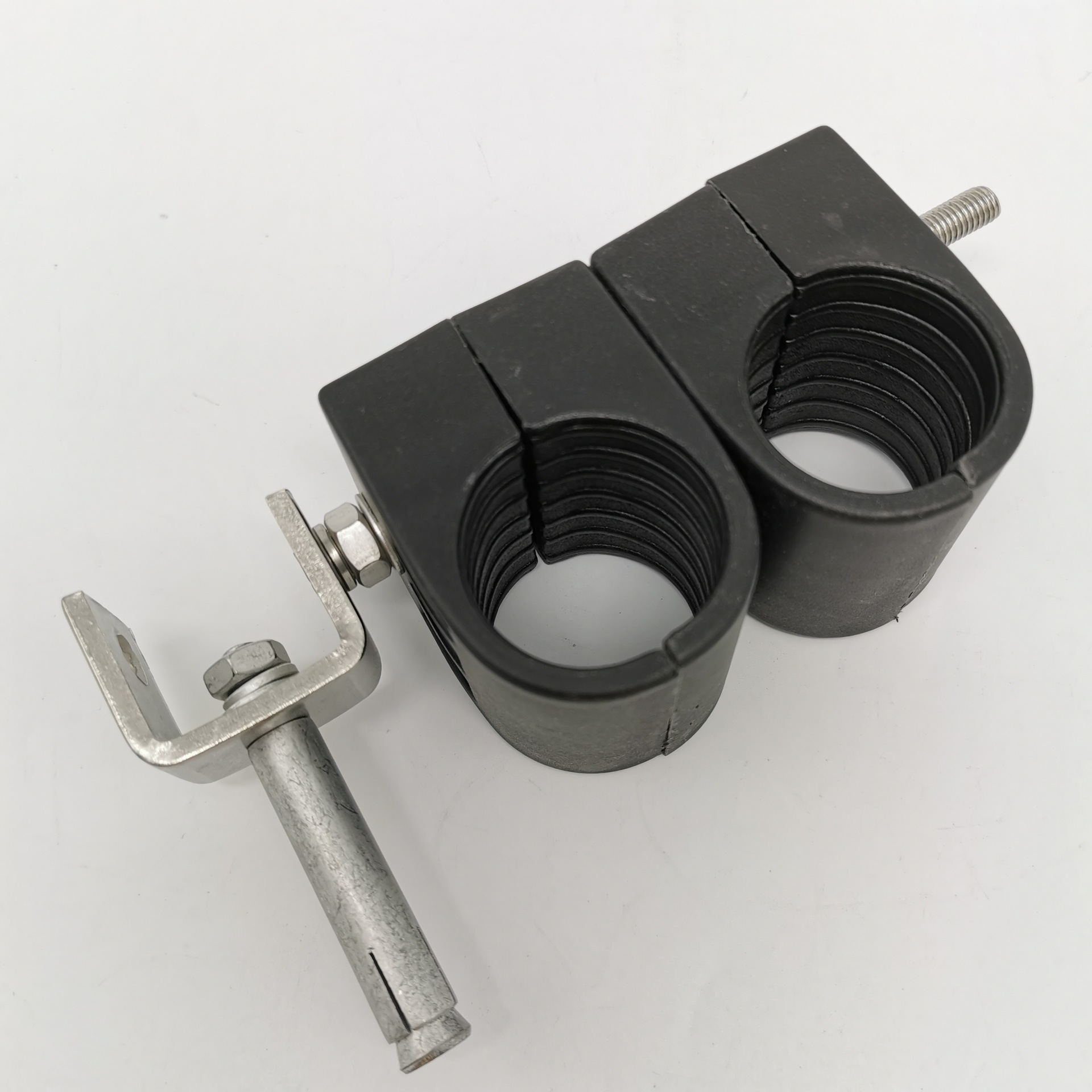 厂家现货 5/4  双联双孔 沿墙型电缆馈线卡扣 不锈钢馈线卡