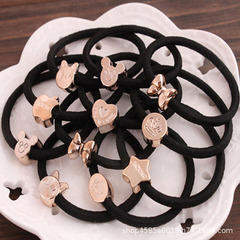 High-brightness cartoon high-elasticity gold bead hair tie hair ribbon rubber band hair tie gift small gift wholesale rubber band headband