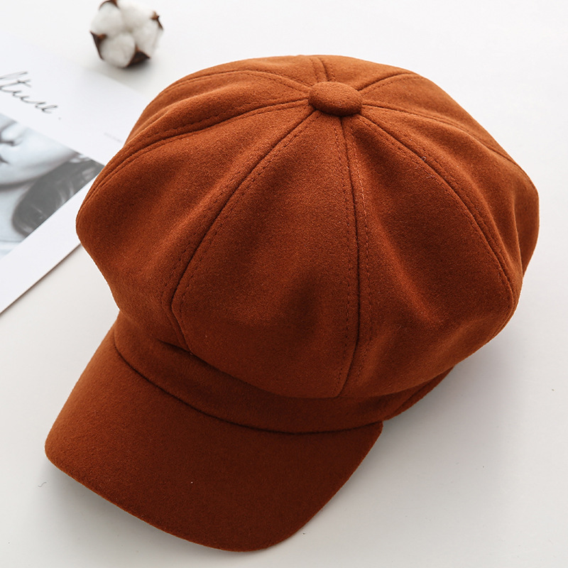 Women's Retro Solid Color Flat Eaves Beret Hat display picture 9