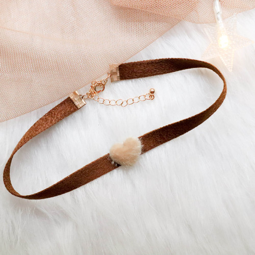 Japanese and Korean jewelry brown four-leaf clover pendant velvet Harajuku neck strap choker collar choker clavicle chain necklace for women
